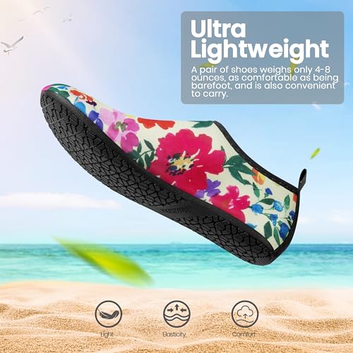 SEEKWAY Water Shoes Women Men Adult Quick-Dry Aqua Socks Barefoot Non Slip for Beach Swim River Pool Lake surf Black Size SK002