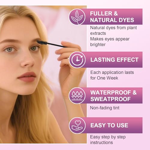 Eyelash & Eyebrow Color Kit, Professional Instant Lash & Brow Color Kit, Easy to Use with Natural Results, DIY Hair Coloring Eye Brow & Eye Lash Set for Beginner Salon Beauty 7ml Light Brown