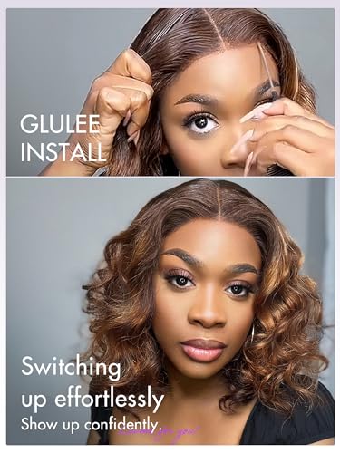 Brown Ombre Bob Wig 10" Glueless HD Lace Human Hair
