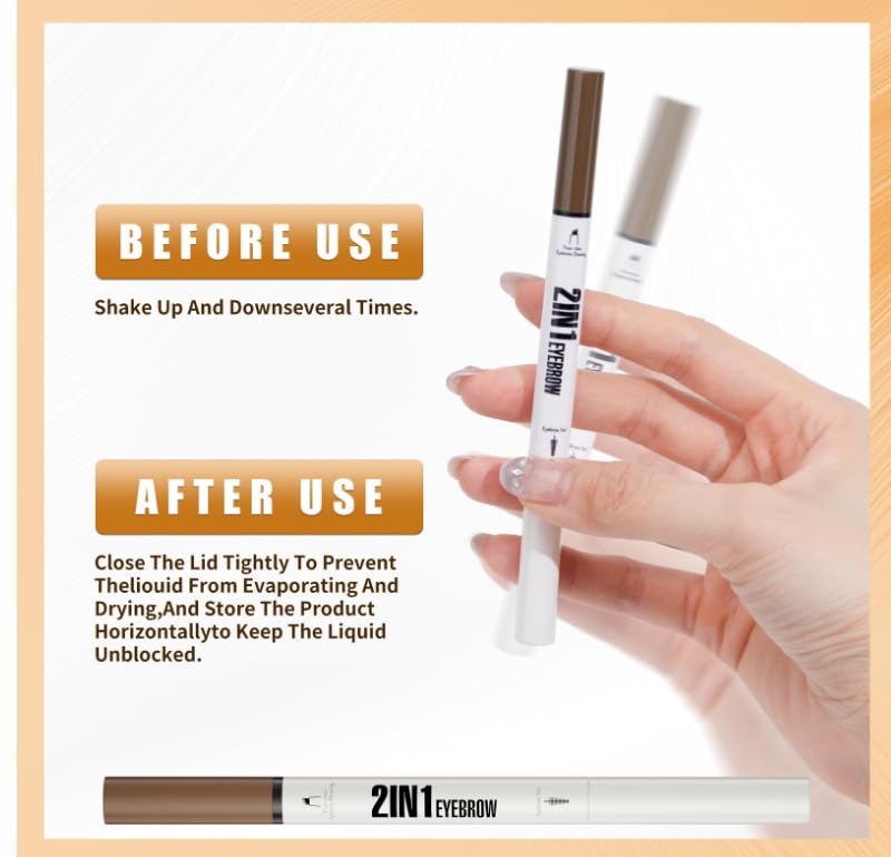 Pinkiou Microblading Eyebrow Pen Set - Waterproof 2-in-1, 3 Shades