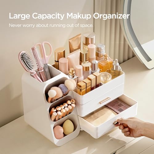 HBlife Makeup Organizer with Brush Holder & Drawers