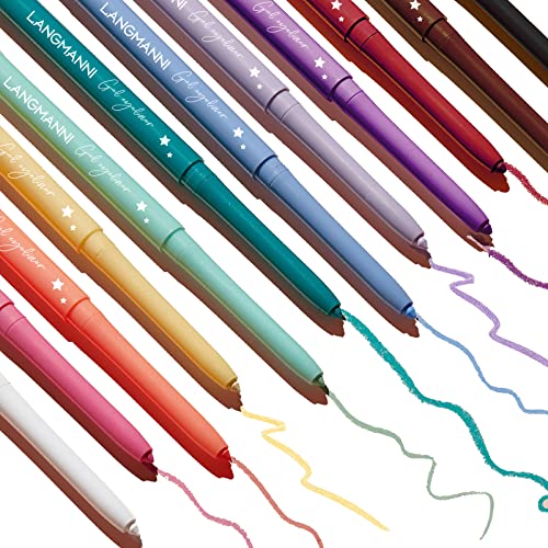 12 Colors Waterproof Gel Eyeliner Pencil Set - Long-Lasting Matte