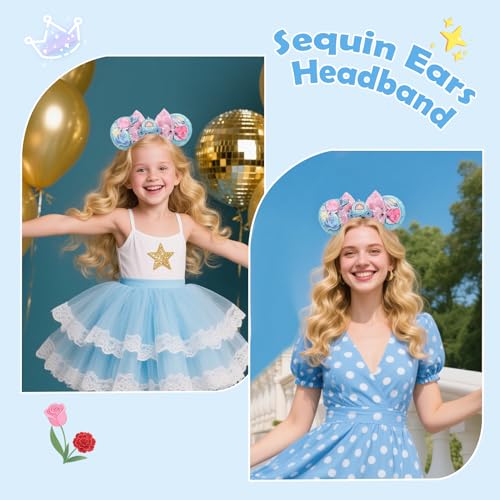 Princess Mouse Ears Headband with Sequin Bow - Sparkle Accessories