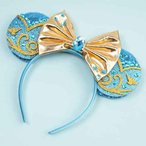 Sparkling Mouse Ears Sequin Bow Ears Headband for Women Dazzling Princess Hair Band Headwear for Princess Costume Theme Birthday Party