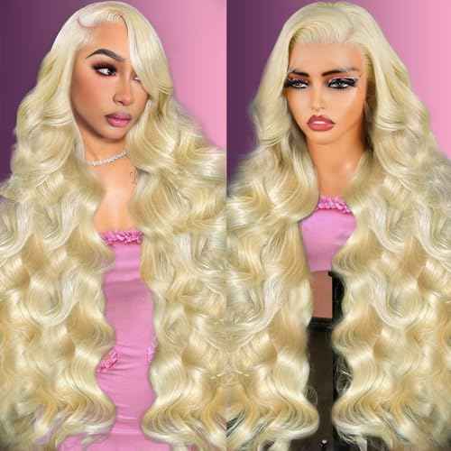 613 Lace Front Wig Human Hair 200 Density Blonde Wig Human Hair 13x6 Body Wave HD Lace Front Wigs Human Hair Pre Plucked 20 Inch 13x6 HD Lace Frontal Glueless Wigs for Women