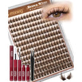 Brown Lash Clusters Kit Wispy Lash Extension Kit 10-14MM Short Spiky Eyelash Clusters Natural Cluster Eyelash Extensions Dark Brown Individual Lashes D Curly DIY Lash Extension by Lvmixwig