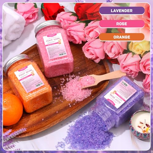 Himalayan Pink Salt Foot Soak Kit - 3 Pack Epsom Salts with Essential Oils