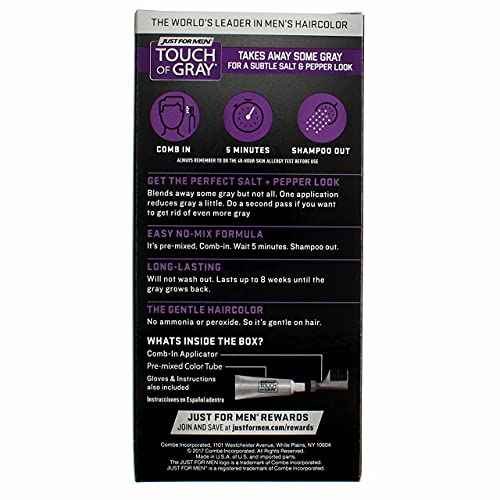 JUST FOR MEN Touch of Gray Hair Treatment T-45 Dark Brown, 1 Each (Pack of 4)