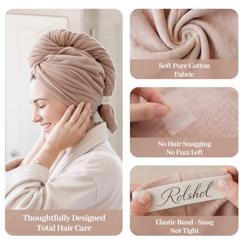 Cotton Hair Towel Wrap 2-Pack for Long Hair 32x11