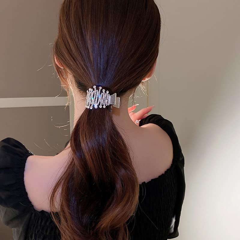 Crystal Bridal Hair Clips, Handmade Rhinestones Hair Barrettes, Hollow Geometric Hair pins, Wedding Hairpin Hair Accessories for Women Girl Bride