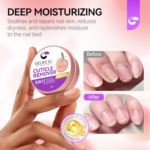 Professional Cuticle Cream for Dry Cuticles - Gelike EC, Peach Scent