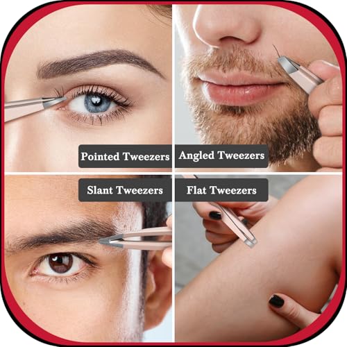 8-Piece Eyebrow Tweezers Kit | Stainless Steel Precision Set