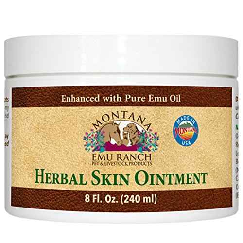 Montana Emu Ranch - Herbal Skin Ointment - 8 Ounce Jar - for Pet and Livestock - Made with Pure Emu Oil