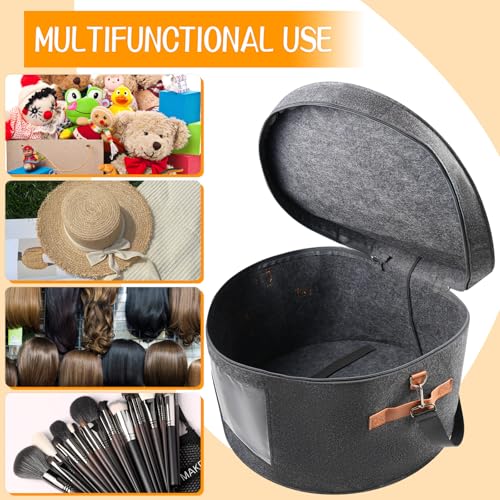 Wig Storage Boxes,Wig Travel Cases Foldable for Multiple Wigs for Men and Women,Yarn Organizer, Cosmetic Cabinet Storage Bag (Dark Grey)