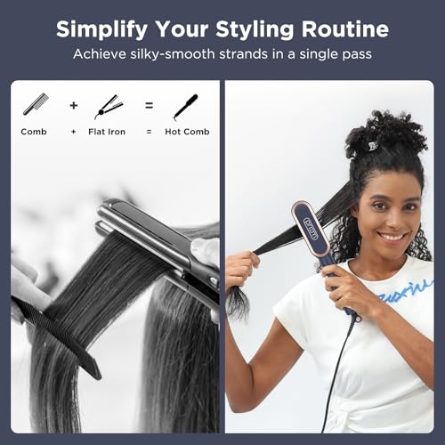 Prizm Hair Straightener Brush – Fast Heating, 4 Temps, Negative Ions