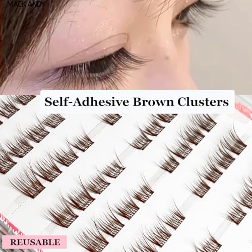 Brown Self-Adhesive Eyelash Clusters 9-12mm, 64 Pack