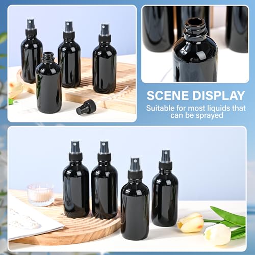 4 Pack 4oz Refillable Glass Spray Bottles - Fine Mist for Skincare & Cleaning