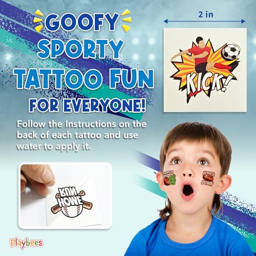 Playbees Sports Temporary Tattoos 144 Pack