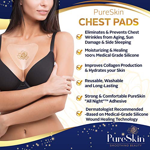 PureSkin Chest Wrinkle Pads-3 PACK-Decollete Anti Wrinkle Chest Pads | Silicone Patches for Wrinkles | Chest Wrinkle Pads Sleeping Reusable | Chest Wrinkles | Silicone Chest Pads