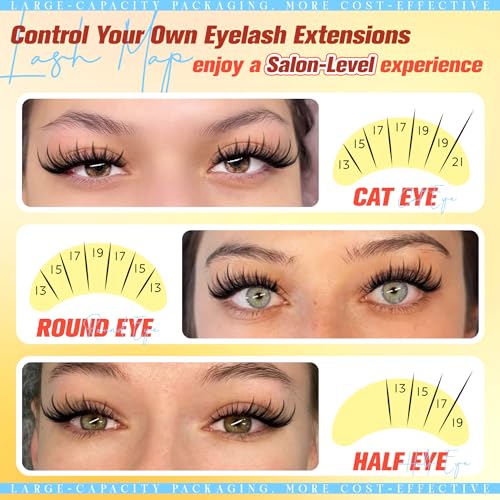 Manga Cluster Lashes 300Pcs 13-21MM D-Curly Wispy Eyelash Extensions