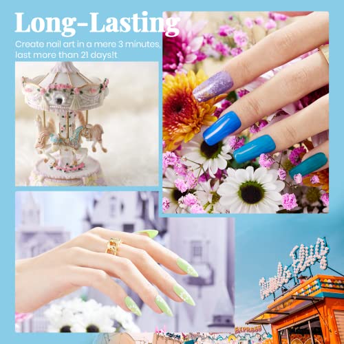Beetles Gel Nail Polish with 5pcs Nail Art Liner Brushes Set, 20 Colors Fantasyland Collection Pastel Bright Pink Purple Navy Blue Green Glitter Led Soak Off Trendy Spring Summer Manicure Kit