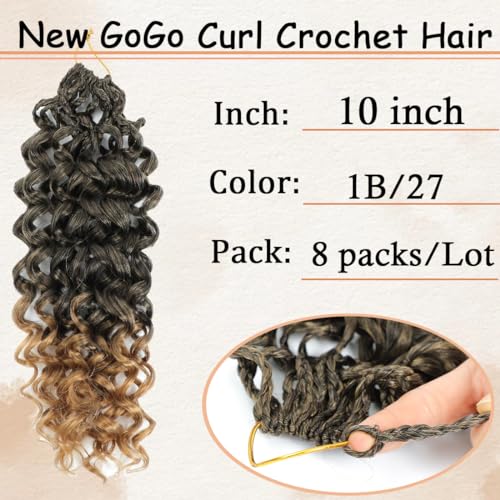 10 Inch Pretwisted Gogo Curl Crochet Hair - 8 Packs, Ocean Wave