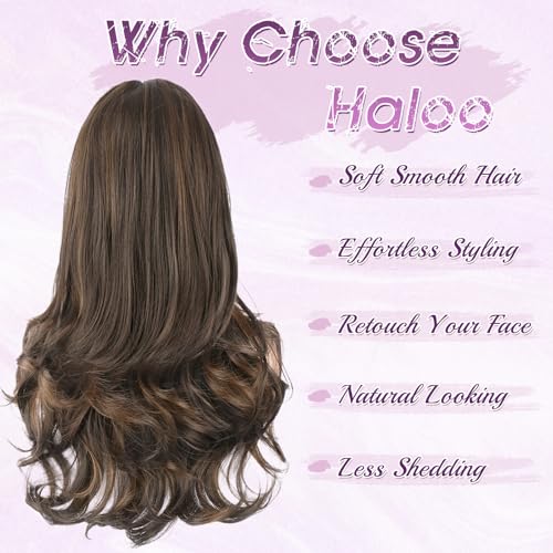 Brown Auburn Wavy Wig with Bangs 24 Inch