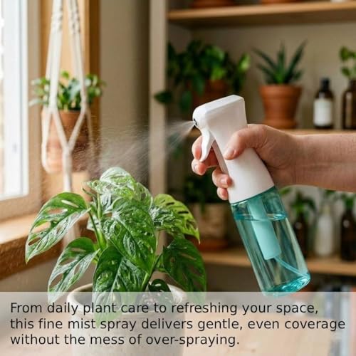 VIGOR PATH Continuous Fine Mist Spray Bottle – 6.7oz Refillable Water Mister for Hair, Cleaning & Plants