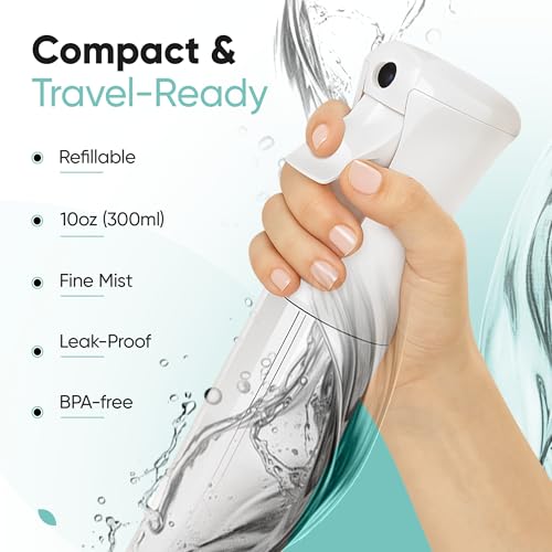 Aquableu Spray Bottle for Hair ? 10-Pack Continuous Mist Spray Bottle for Hair Care, Styling, Cleaning, Plants, Pets & Essential Oils (Clear, 10oz)