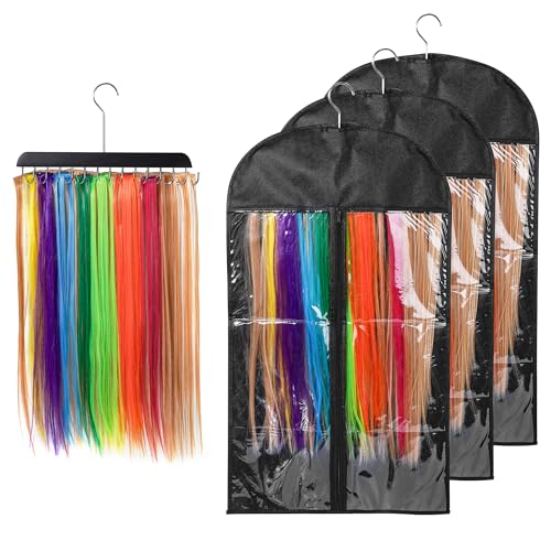 Extra-Wide Hair Extension Holder Set, 3 PCS with Dustproof Bags
