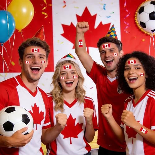 56Pcs Canadian Flag Temporary Tattoos Waterproof