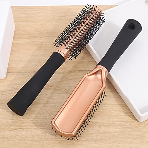 Leenchiry Anti-Static Nylon Bristle Detangler Hair Comb for Blow Drying, Detangling Wet and Dry Curly or Straight Hair for Women and Men (Rectangle, Golden)