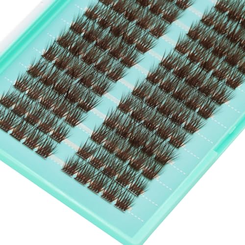 Bodermincer 120 Cluster 12mm/14mm/16mm to Choose Brown Lash Cluster Eyelash Extension Natural 3D Russian Volume Faux 3D Effect Glue Bonded Cluster Eyelashes (Y12# Brown 16mm)