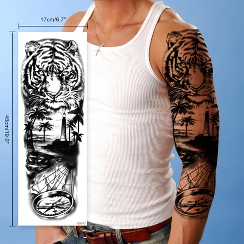 Full Arm Temporary Tattoo Sleeves - 12 Waterproof Sheets