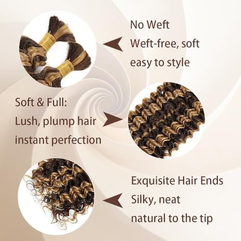 24 Inch P4/27 Human Braiding Hair - Deep Curly Wave, 100g