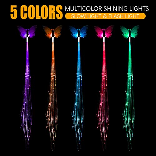 12-Pack LED Light Up Fairy Hair Clips with Butterfly & Heart Designs