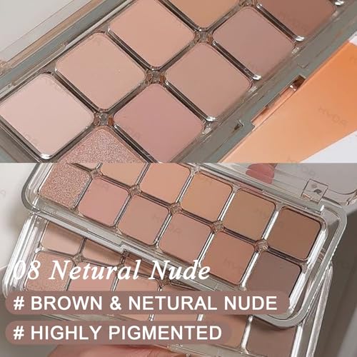 KYDA Nude 12-Color Eyeshadow Palette with Brush – Natural Matte & Shimmer