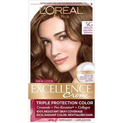 L¡¯Oreal ParisExcellence Triple Protection Color Creme, Medium Golden Brown/Warmer 5G (Pack of 3)
