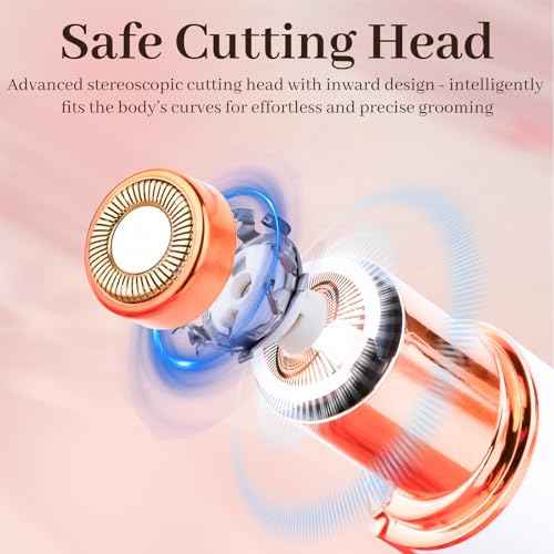 Facial Hair Remover for Women & Men, Rechargeable Face Razor with LED Light, 2 Replacement Heads Included, Travel Electric Shaver for Lip, Chin, Arms, Upper Lip & Peach Fuzz (White)