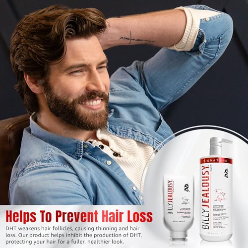 Billy Jealousy Fuzzy Logic Strengthening Mens Shampoo, Adds Volume, Prevents Hair Loss, Promotes Circulation & Healthy Growth, Peppermint Scent