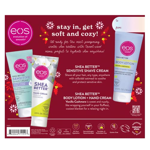 eos Limited Edition Holiday Collection- Pink Champagne Lip Balm, Coconut Waters Hand & Body Cream, Winter Gift Set, Made for Sensitive Skin, 3-Pack