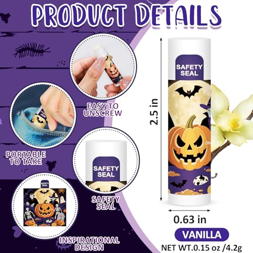 Dmsky 60 Pcs Halloween Lip Balm - Party Favors & Goodie Bag Fillers