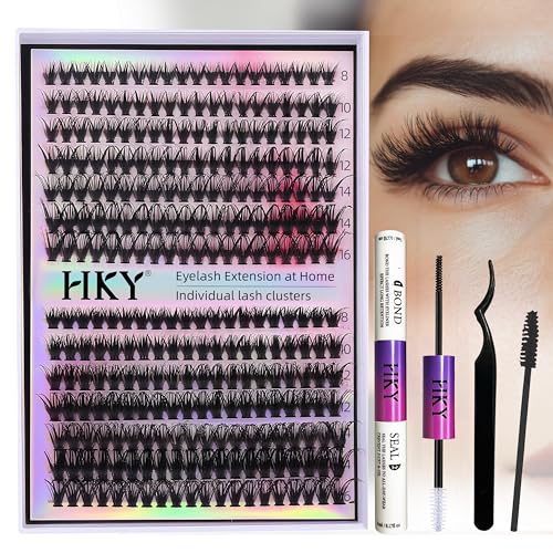 HKY Wispy Lash Clusters Kit - 280pcs 30D-40D C Curl with Tweezers
