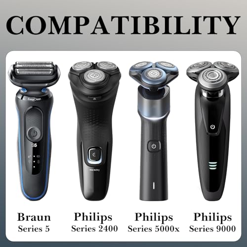 Linkidea 2 Packs Stainless Steel Electric Razor Holder, Men's Electric Shaver Holder for Shower, Bathroom Shaver Organizer Compatible with Braun Series 5, Philips Series 2400, 5000x, 9000 (Silver)