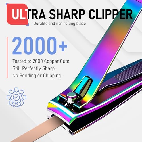 FiriKer Rainbow Nail Clippers Set with Nail File - Fingernail & Toenail Trimmers