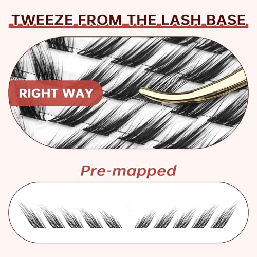 Lash Extension Kit, Foxy Layered Style, Pre-mapped Faux Mink Individual Cluster Lashes, Lightweight & Barely-There Feel, Soft & Wispy, Waterproof Bond & Seal, Tweezers & Remover, Easy DIY