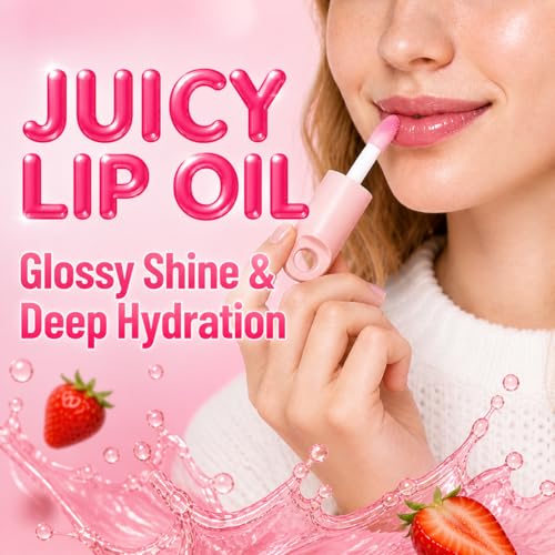 Strawberry Lip Oil Keychain with Jojoba Oil & Vitamin E