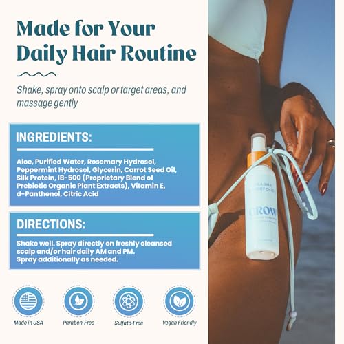 Akasha Superfoods Grow Scalp Mist, Ocean Prebiotics & Rosemary, 3.3oz