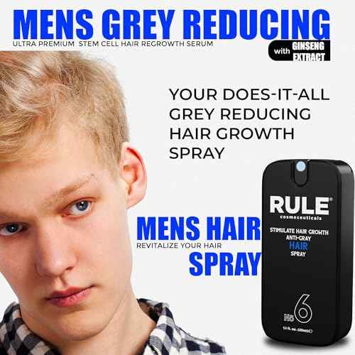 RULE No.6 Hair Growth Spray & Anti Grey Hair Treatment, Minoxidil Alternative Hair Regrowth Treatment for Men, Natural Hair Color Restorer, Topical Hair Growth Serum, Stop Hair Loss & Thinning