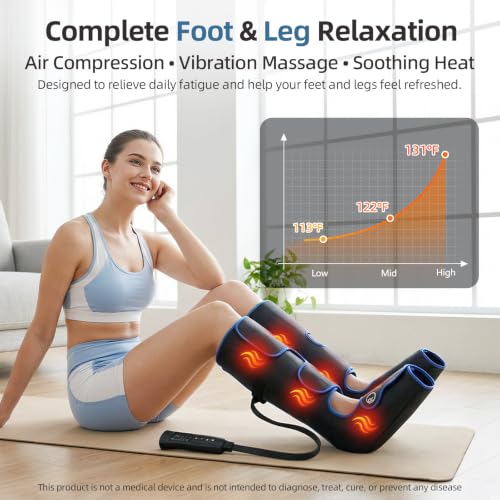 MEKZU Air Compression Leg Massager with Heat for Pain Relief